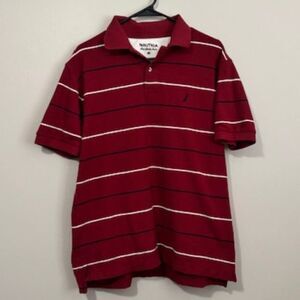 USED Men's Nautica Short Sleeve Polo Shirt Color Burgundy Size Medium